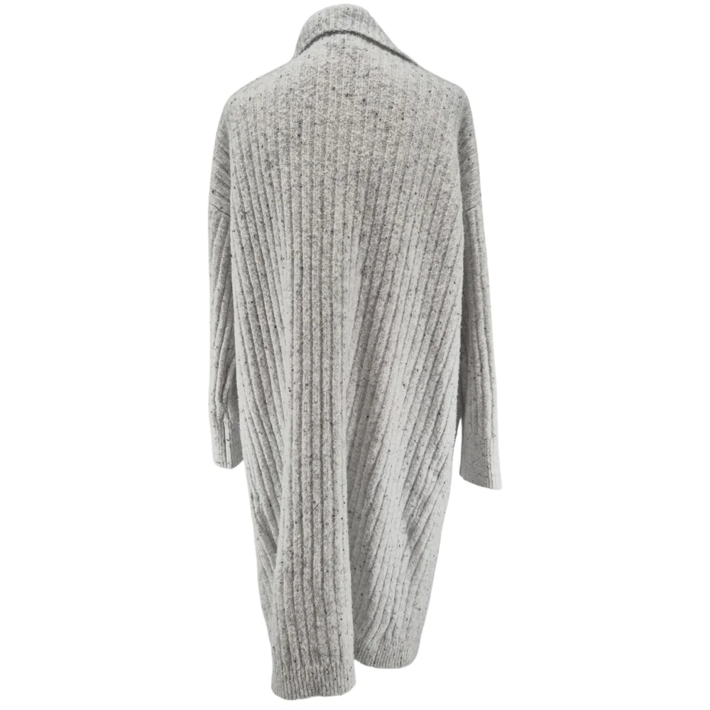 Song of Style Long Ribbed Knit Sz Large Soft Cardigan Duster Gray Fleck‎ Pockets